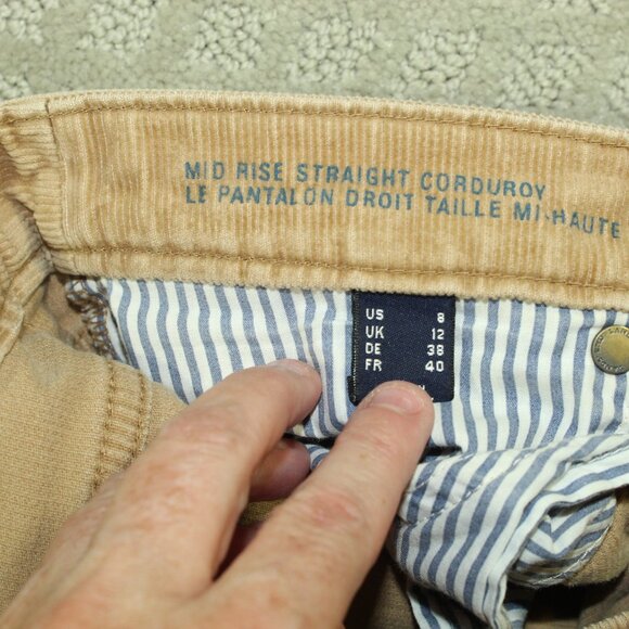 Lands' End Corduroy Pants Women 8 Tan Brown Mid Rise Straight Leg Comfort - Picture 6 of 7